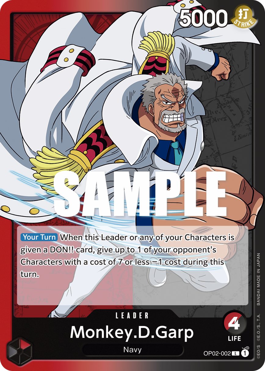 OP02-002 L ENG Monkey D. Garp Carte leader
