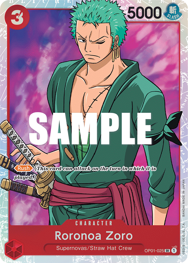 OP01-025 SR ENG Roronoa Zoro Carte personnage super rare